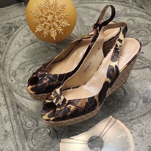 Stuart Weitzman Women's Animal Print Wedge Espadrilles Shoes New Size 11m